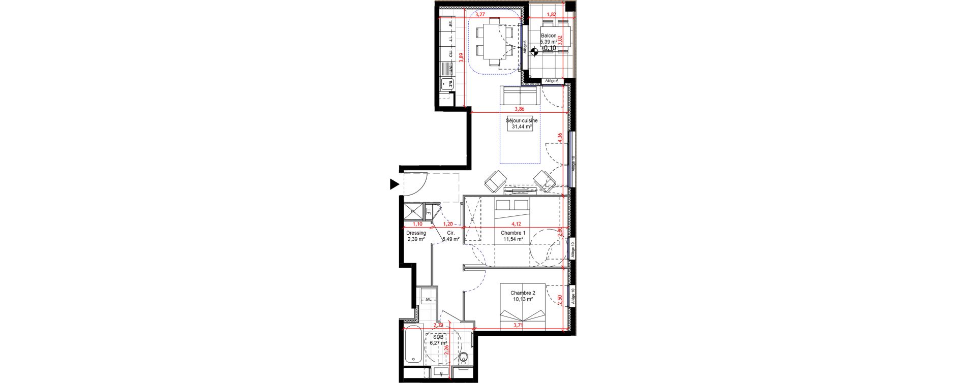 Appartement T3 de 67,26 m2 &agrave; Orly Carri&egrave;res - sentiers