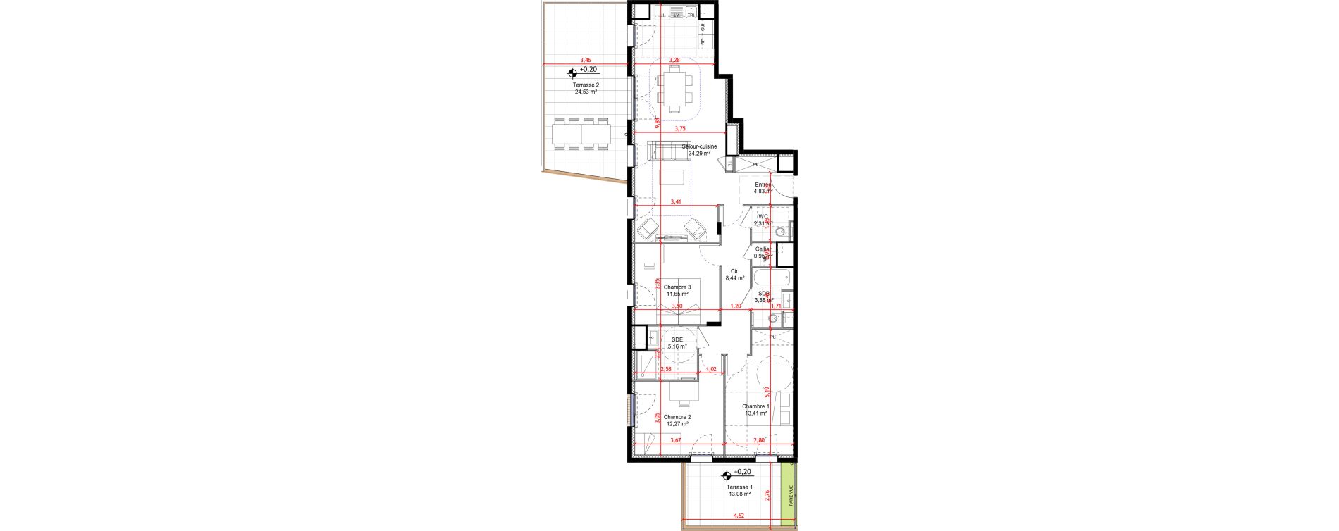 Appartement T4 de 97,20 m2 &agrave; Orly Carri&egrave;res - sentiers