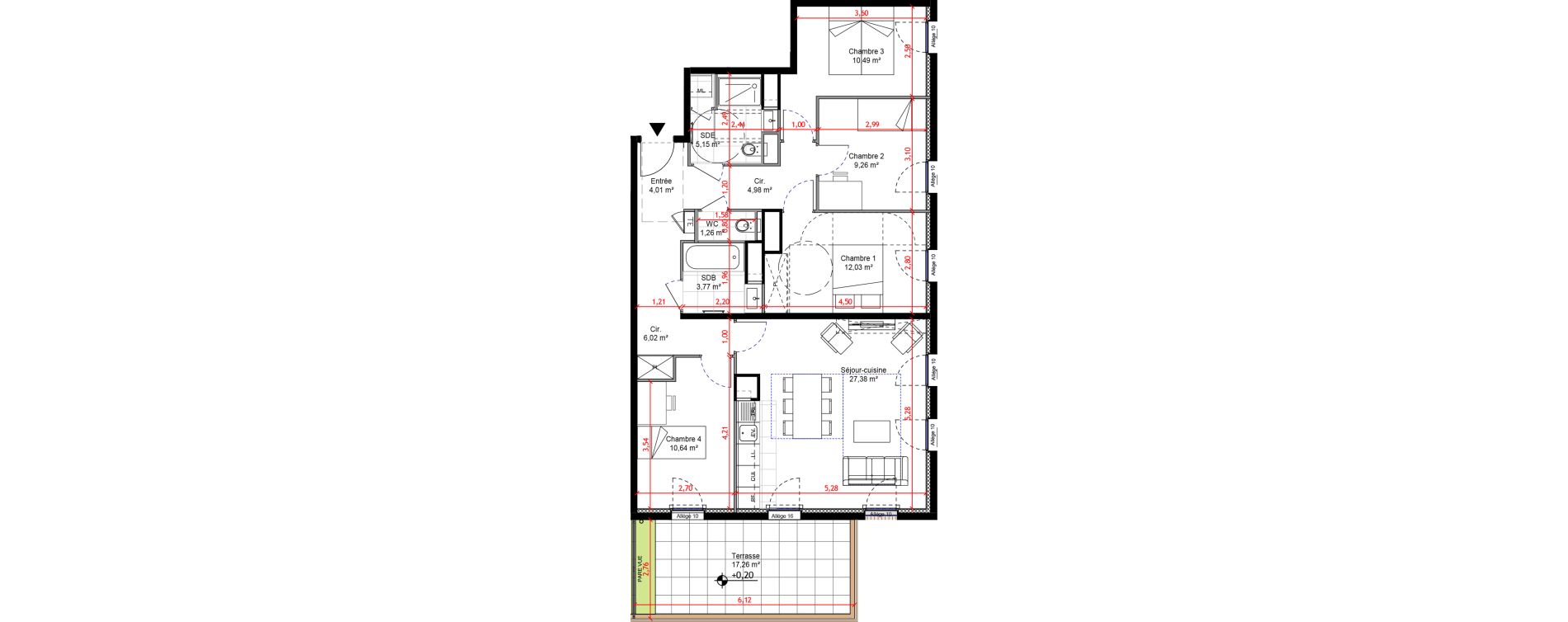 Appartement T5 de 95,01 m2 &agrave; Orly Carri&egrave;res - sentiers