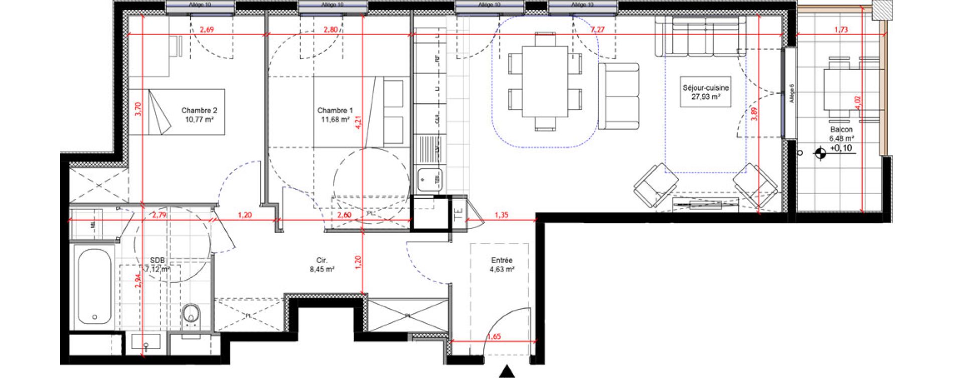 Appartement T3 de 70,59 m2 &agrave; Orly Carri&egrave;res - sentiers