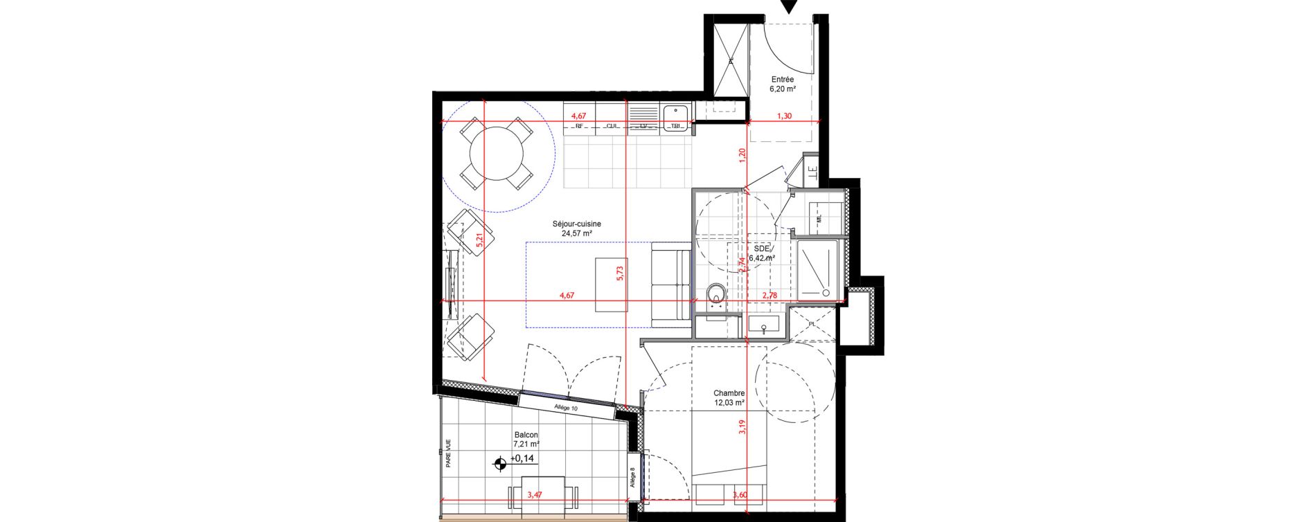 Appartement T2 de 49,23 m2 &agrave; Orly Carri&egrave;res - sentiers