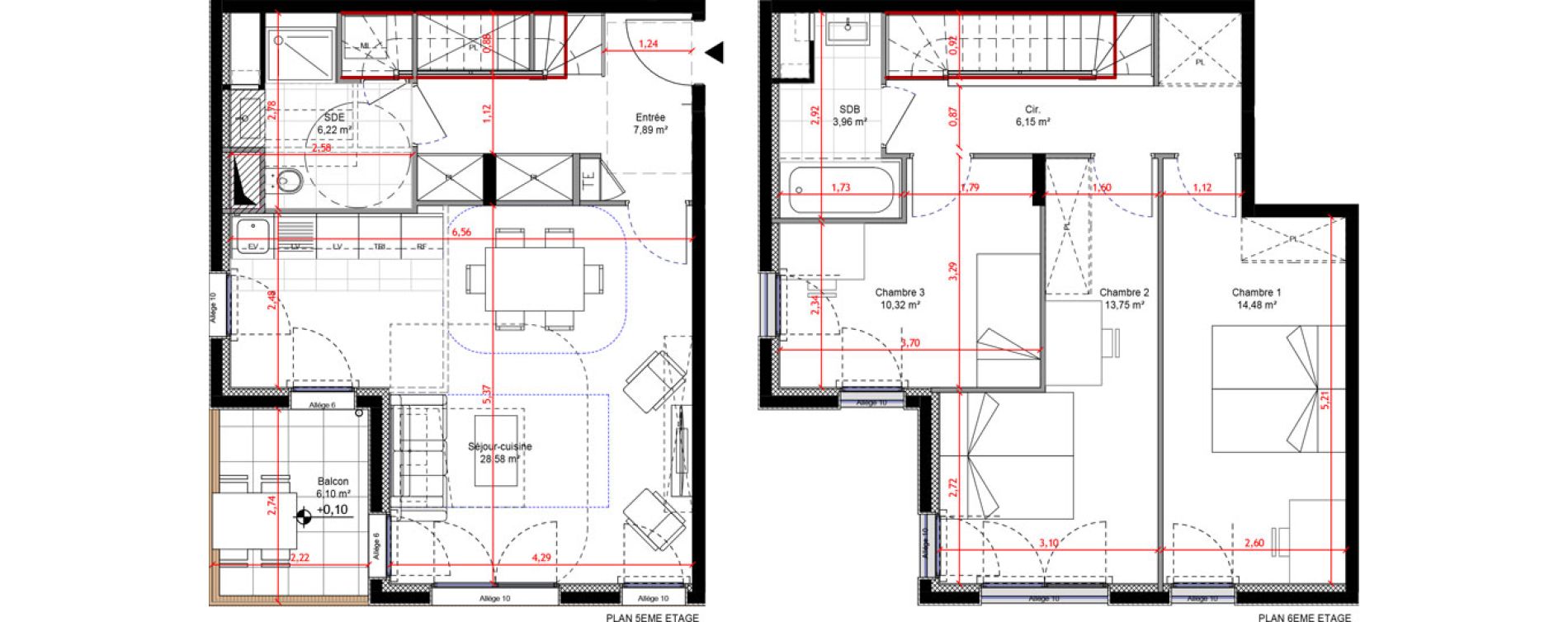 Duplex T4 de 91,35 m2 &agrave; Orly Carri&egrave;res - sentiers