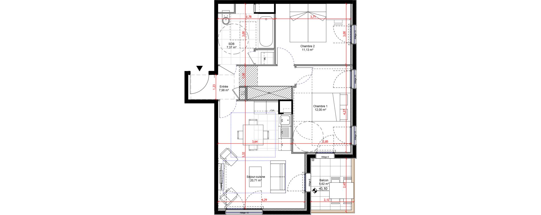 Appartement T3 de 59,20 m2 &agrave; Orly Carri&egrave;res - sentiers