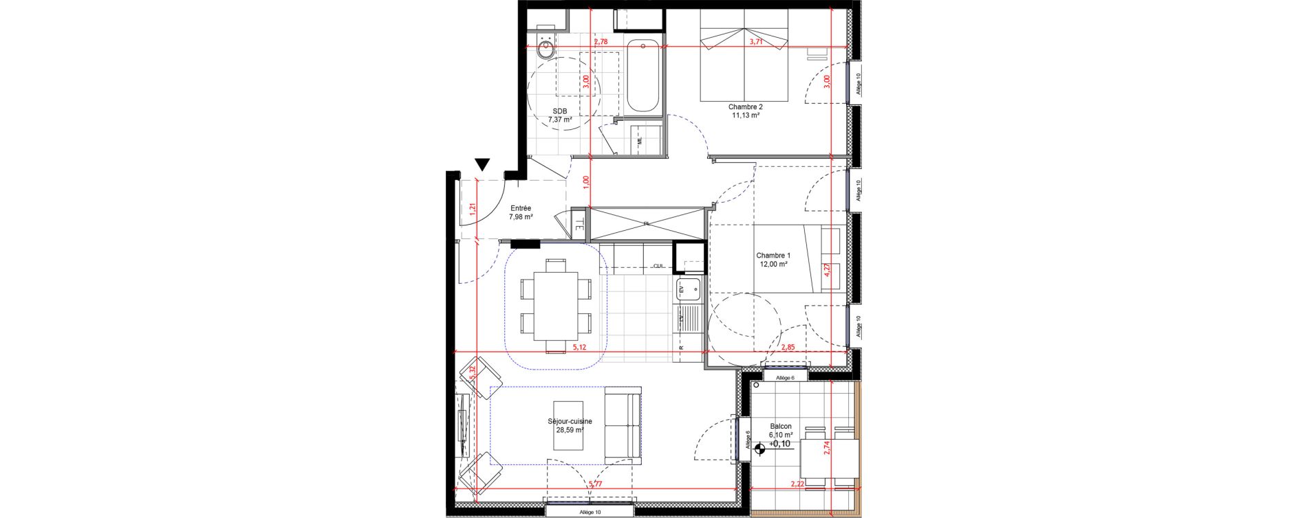 Appartement T3 de 67,07 m2 &agrave; Orly Carri&egrave;res - sentiers