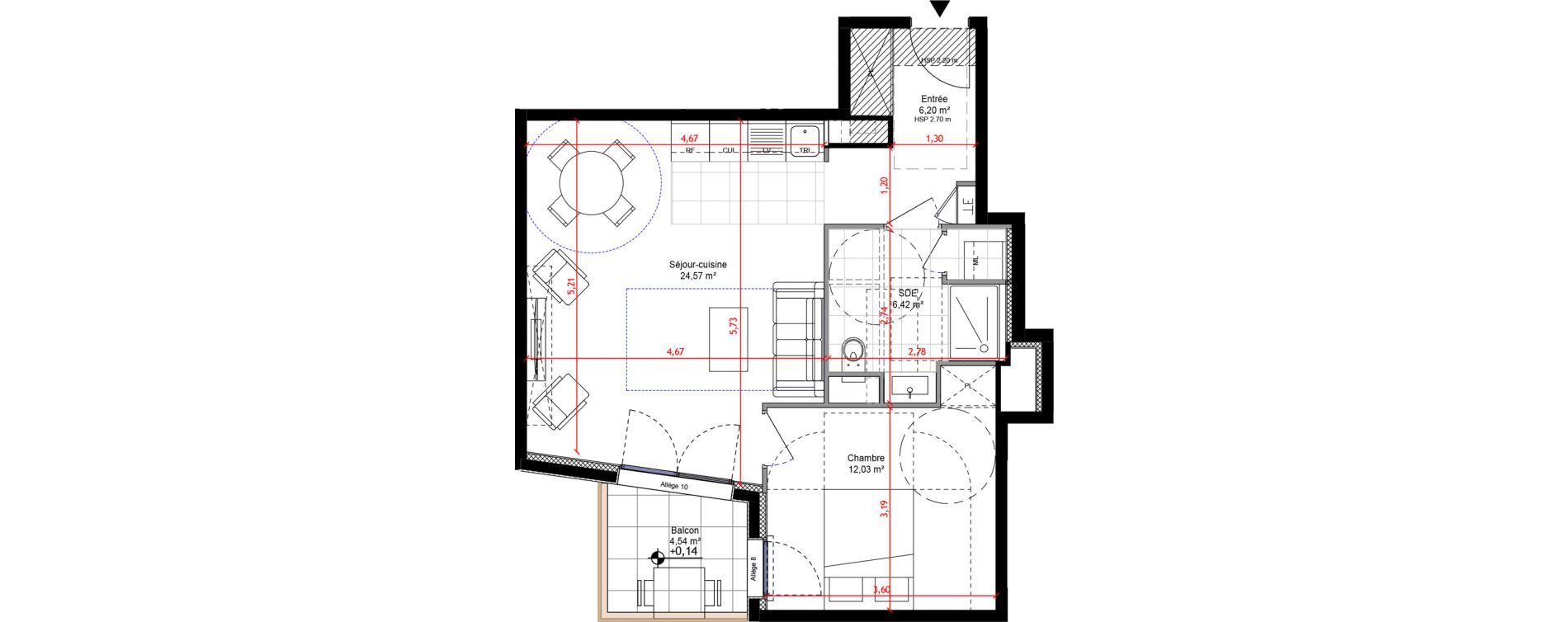 Appartement T2 de 49,23 m2 &agrave; Orly Carri&egrave;res - sentiers