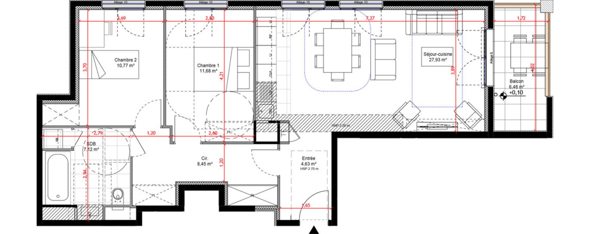 Appartement T3 de 70,59 m2 &agrave; Orly Carri&egrave;res - sentiers