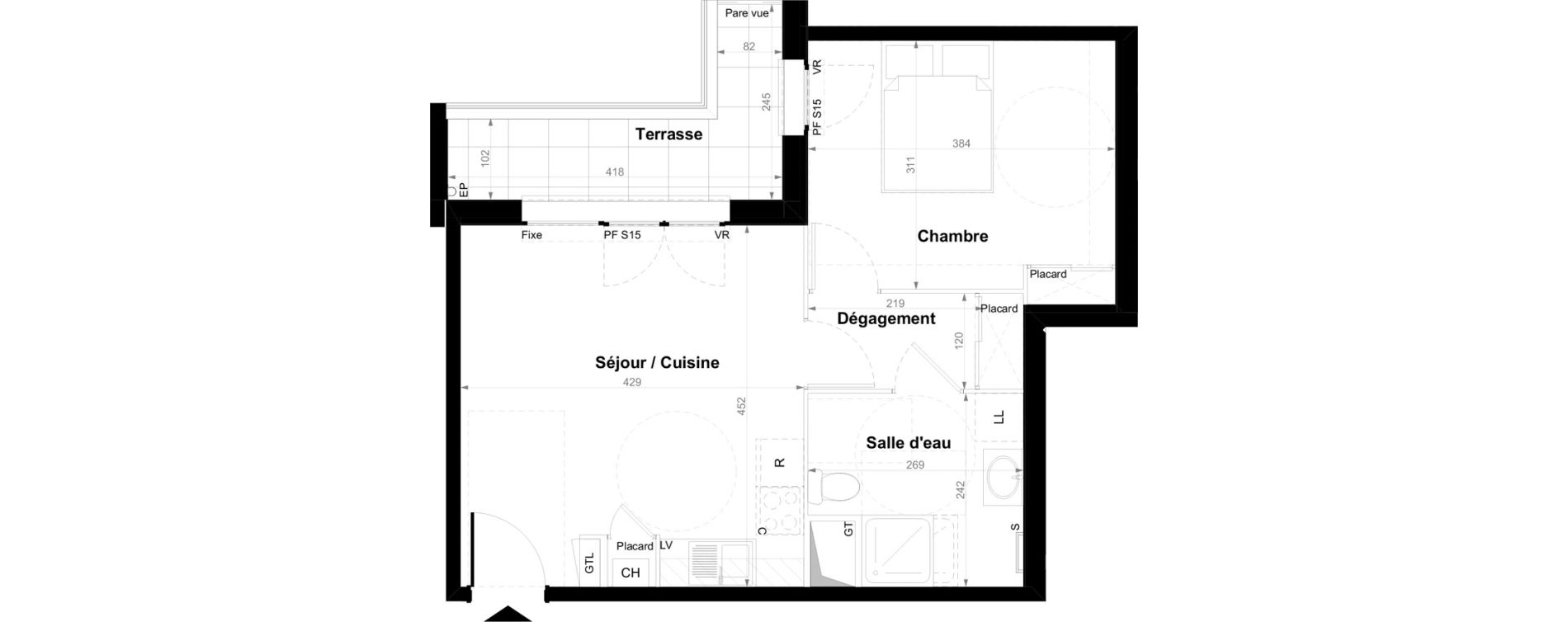 Appartement T2 de 40,50 m2 &agrave; Orly Les roses