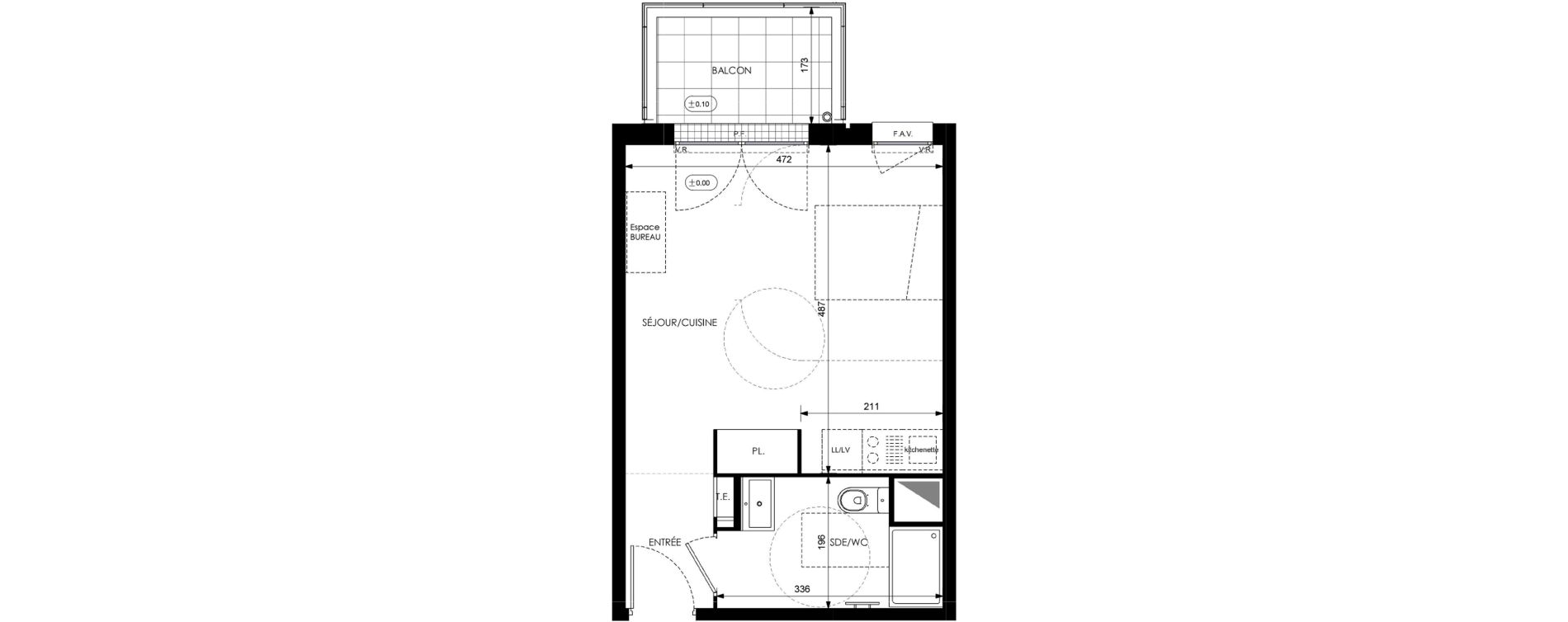 Appartement T1 de 31,28 m2 &agrave; Orly Carri&egrave;res - sentiers