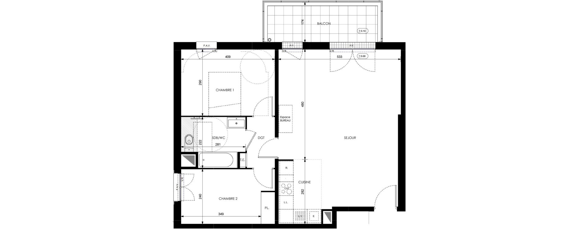 Appartement T3 de 67,40 m2 &agrave; Orly Carri&egrave;res - sentiers