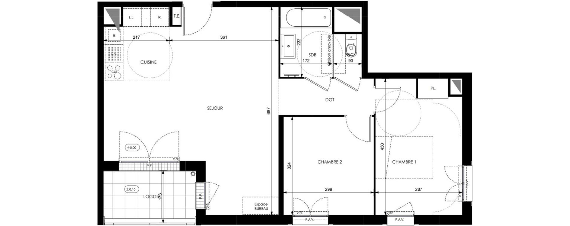 Appartement T3 de 64,48 m2 &agrave; Orly Carri&egrave;res - sentiers