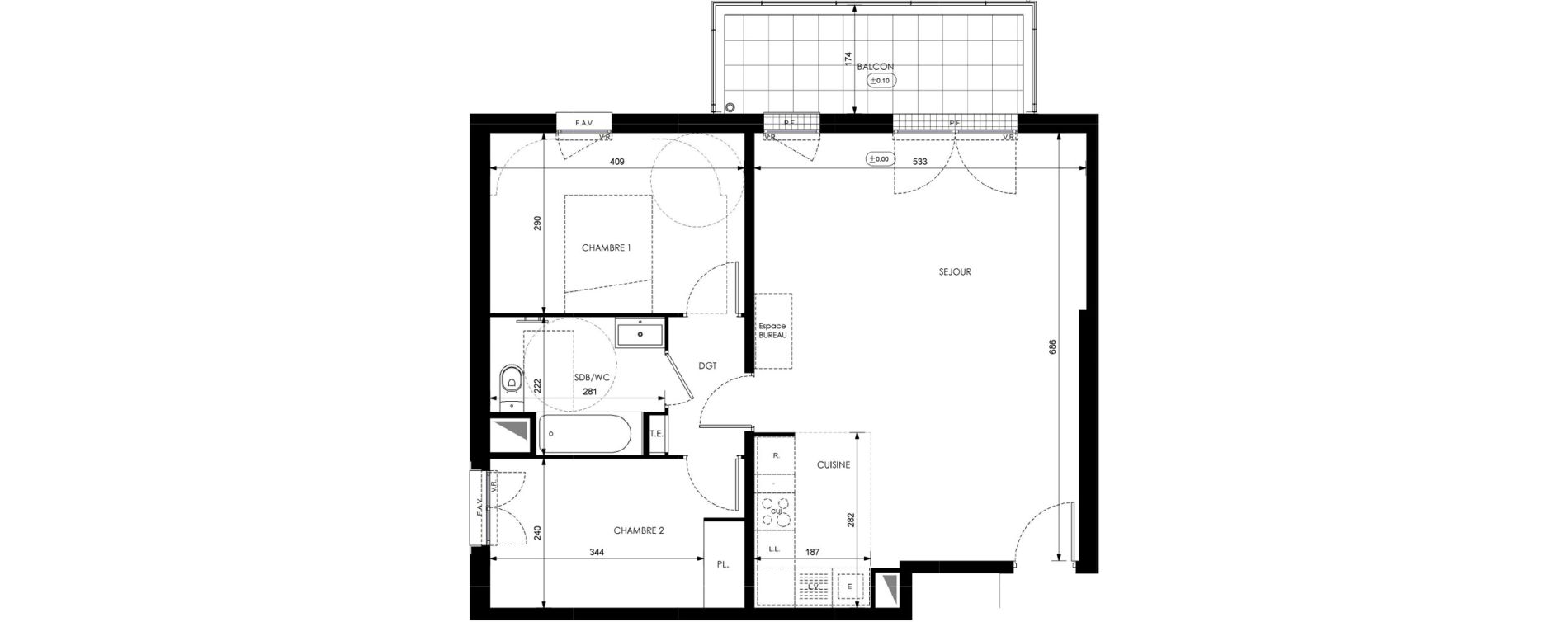 Appartement T3 de 67,40 m2 &agrave; Orly Carri&egrave;res - sentiers