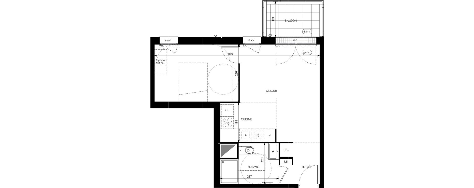 Appartement T2 de 40,97 m2 &agrave; Orly Carri&egrave;res - sentiers