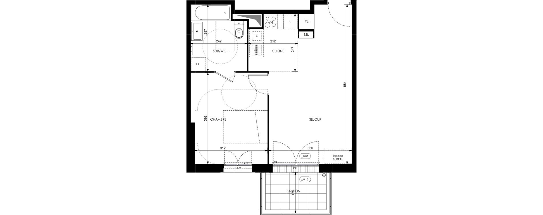 Appartement T2 de 44,02 m2 &agrave; Orly Carri&egrave;res - sentiers