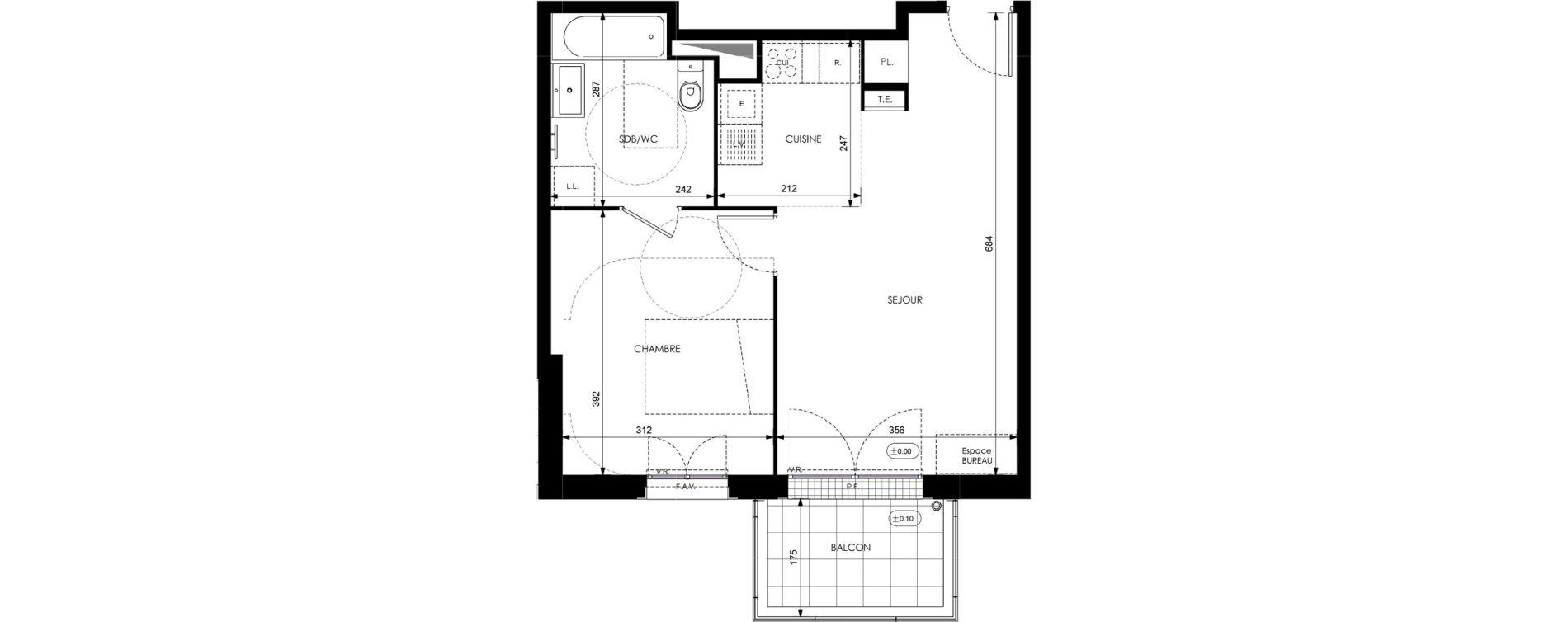 Appartement T2 de 44,02 m2 &agrave; Orly Carri&egrave;res - sentiers