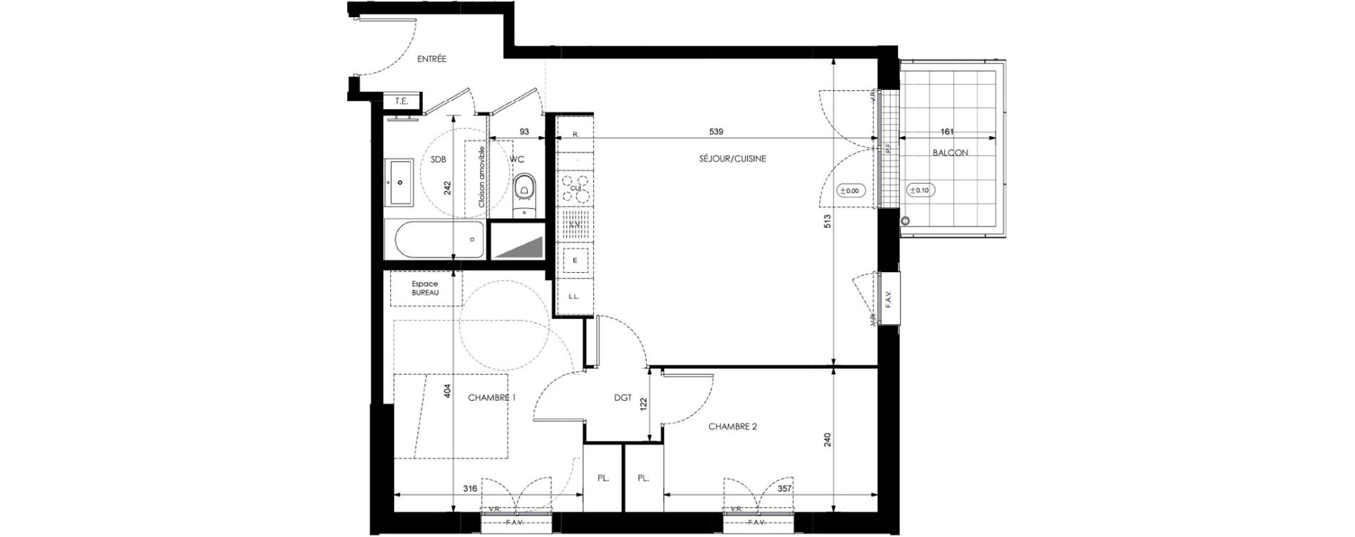 Appartement T3 de 61,59 m2 &agrave; Orly Carri&egrave;res - sentiers