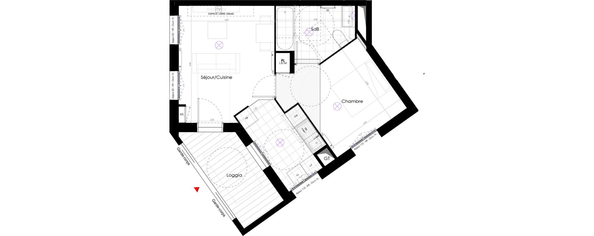 Appartement T2 de 38,74 m2 &agrave; Ormesson-Sur-Marne Les cantoux