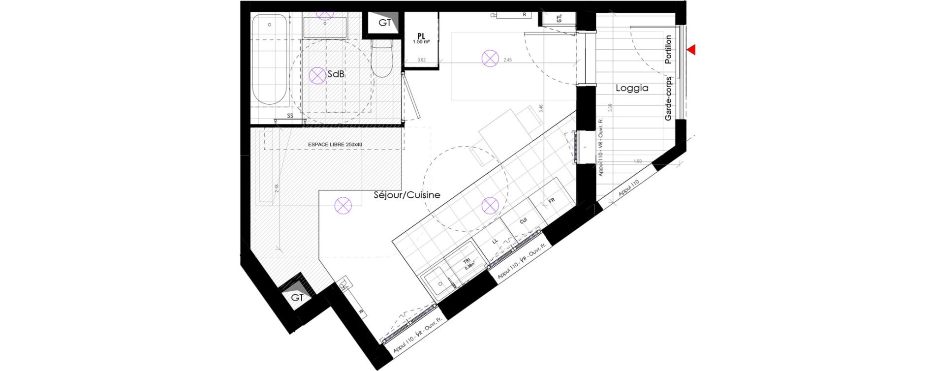 Appartement T1 de 27,31 m2 &agrave; Ormesson-Sur-Marne Les cantoux