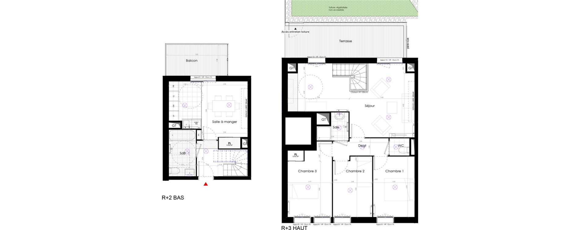 Duplex T5 de 91,66 m2 &agrave; Ormesson-Sur-Marne Les cantoux