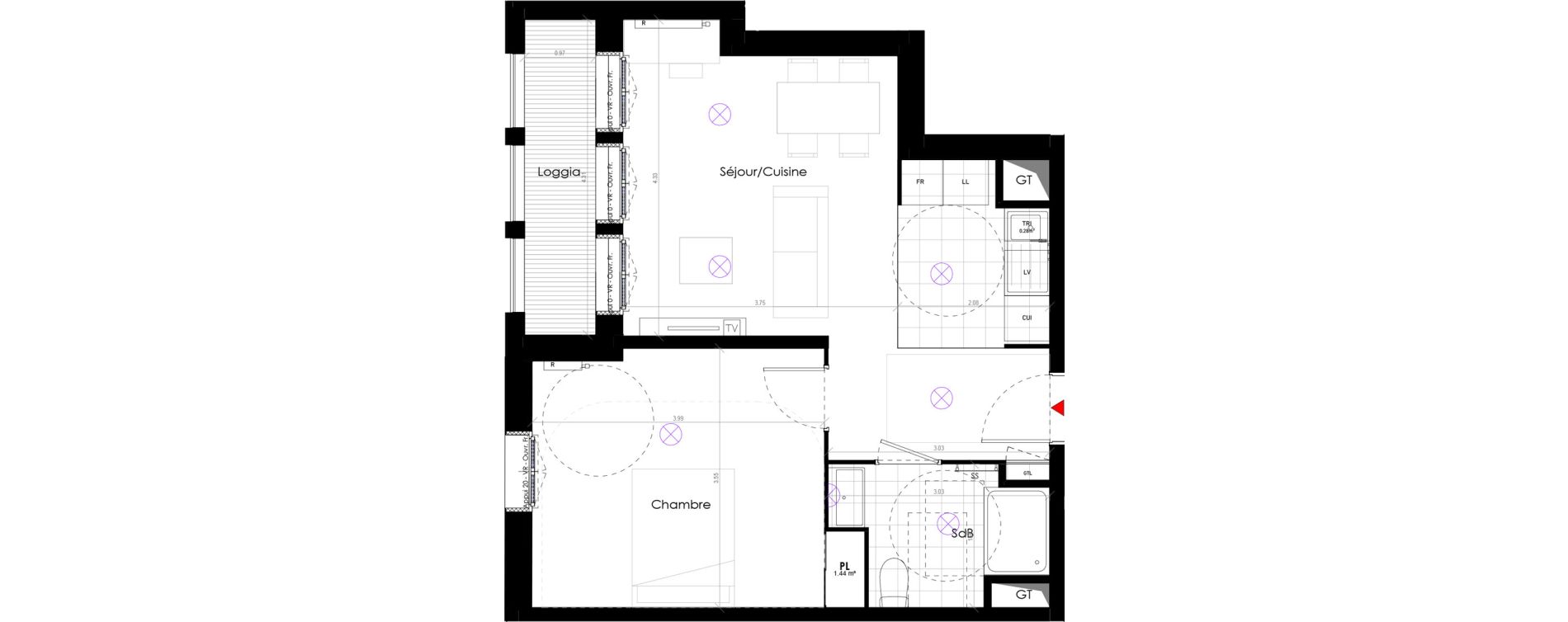 Appartement T2 de 43,95 m2 &agrave; Ormesson-Sur-Marne Les cantoux