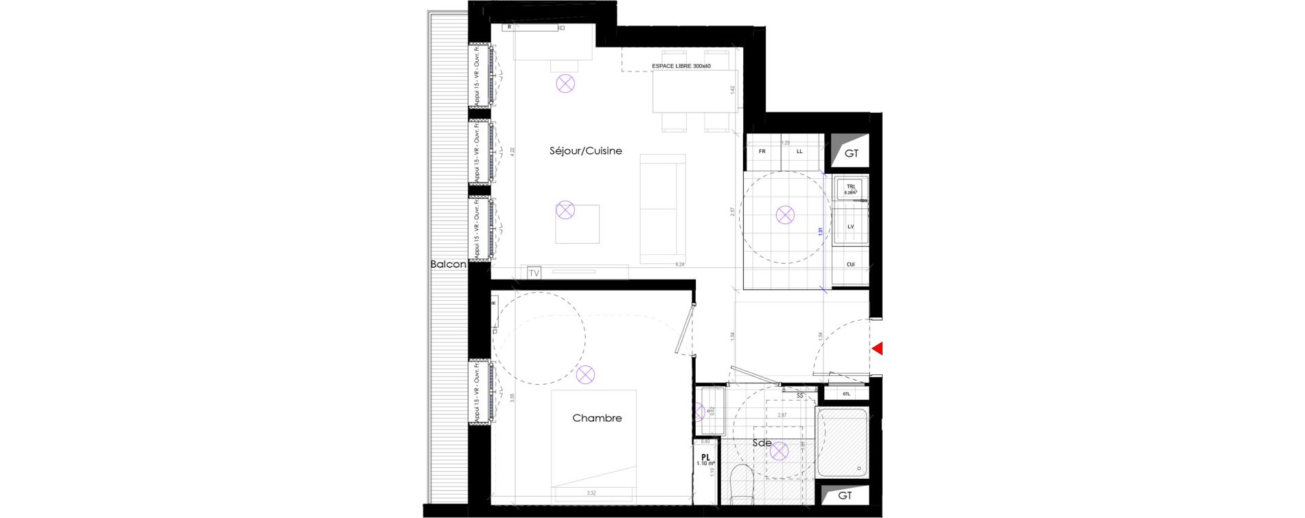 Appartement T2 de 42,68 m2 &agrave; Ormesson-Sur-Marne Les cantoux