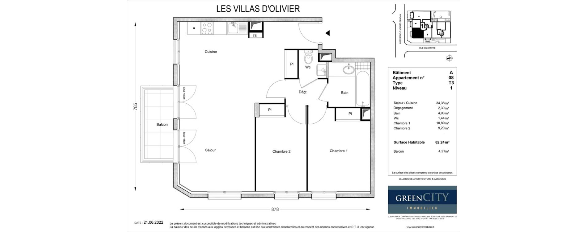 Appartement T3 de 62,24 m2 &agrave; Ormesson-Sur-Marne Centre