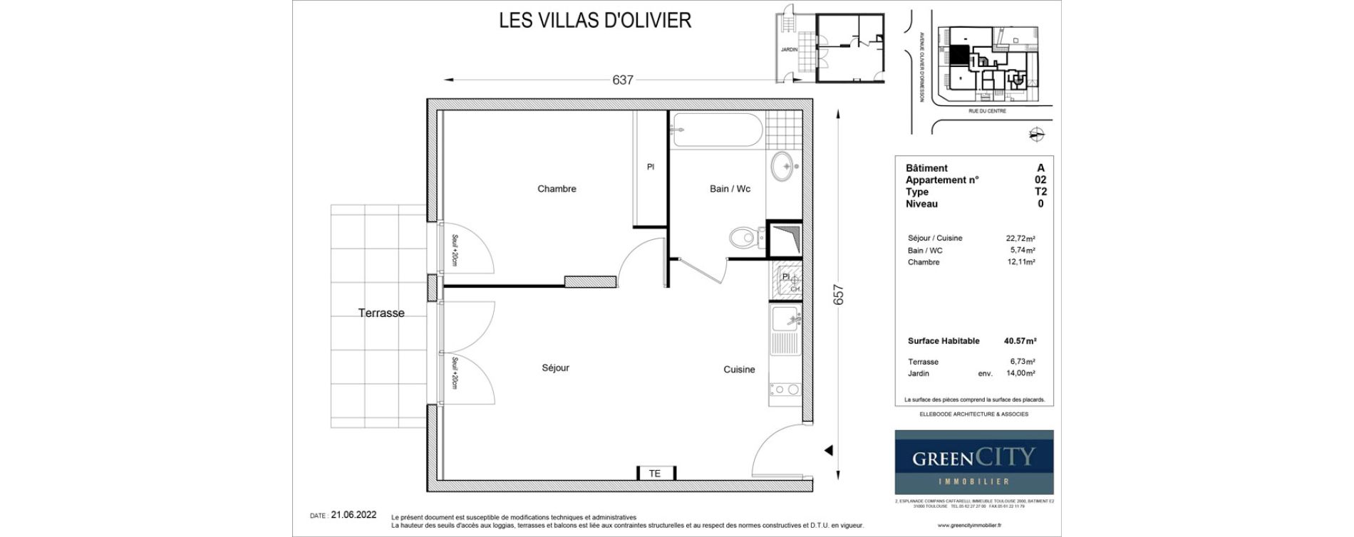 Appartement T2 de 40,57 m2 &agrave; Ormesson-Sur-Marne Centre