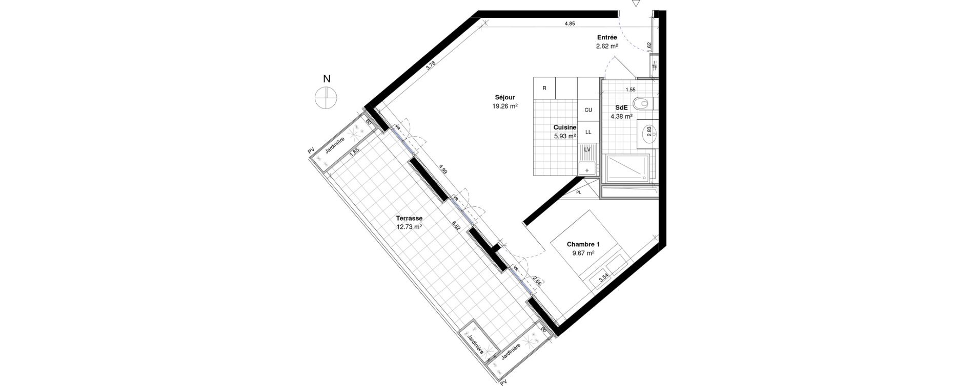 Appartement T2 de 41,87 m2 &agrave; Ormesson-Sur-Marne Centre