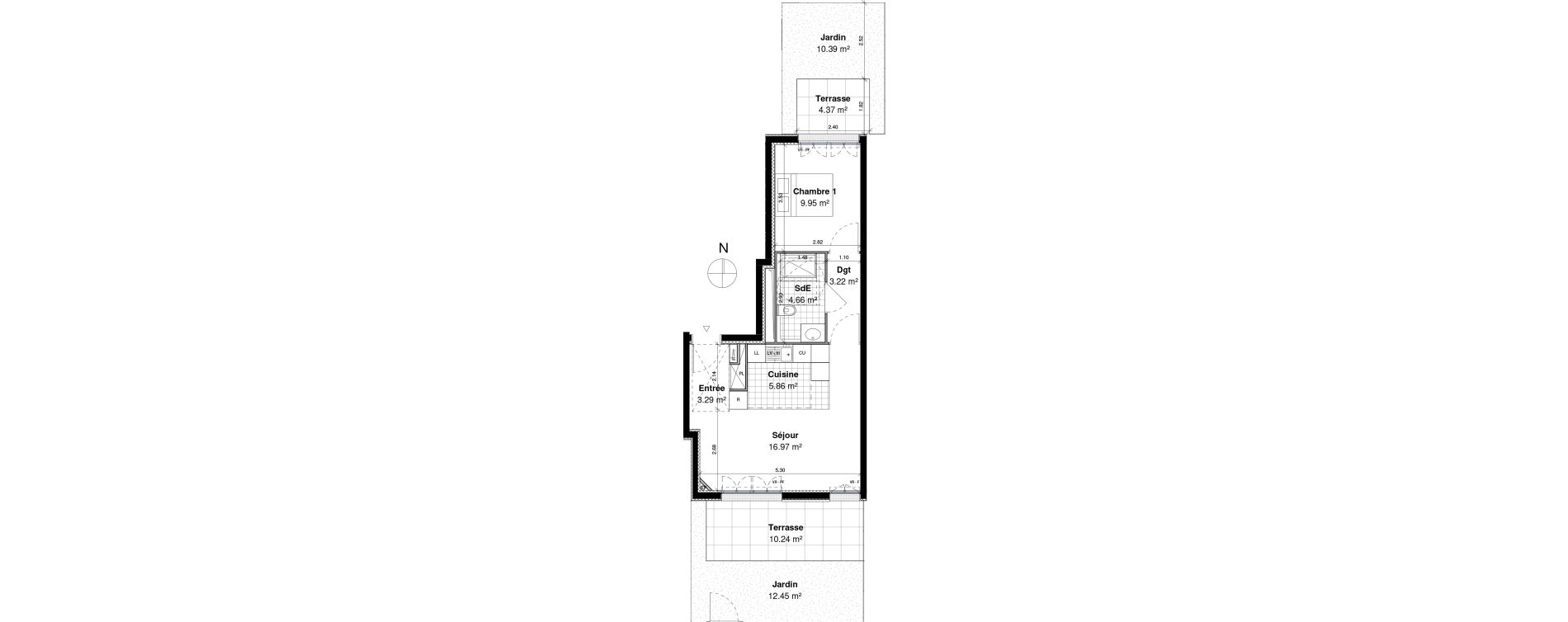 Appartement T2 de 43,95 m2 &agrave; Ormesson-Sur-Marne Centre