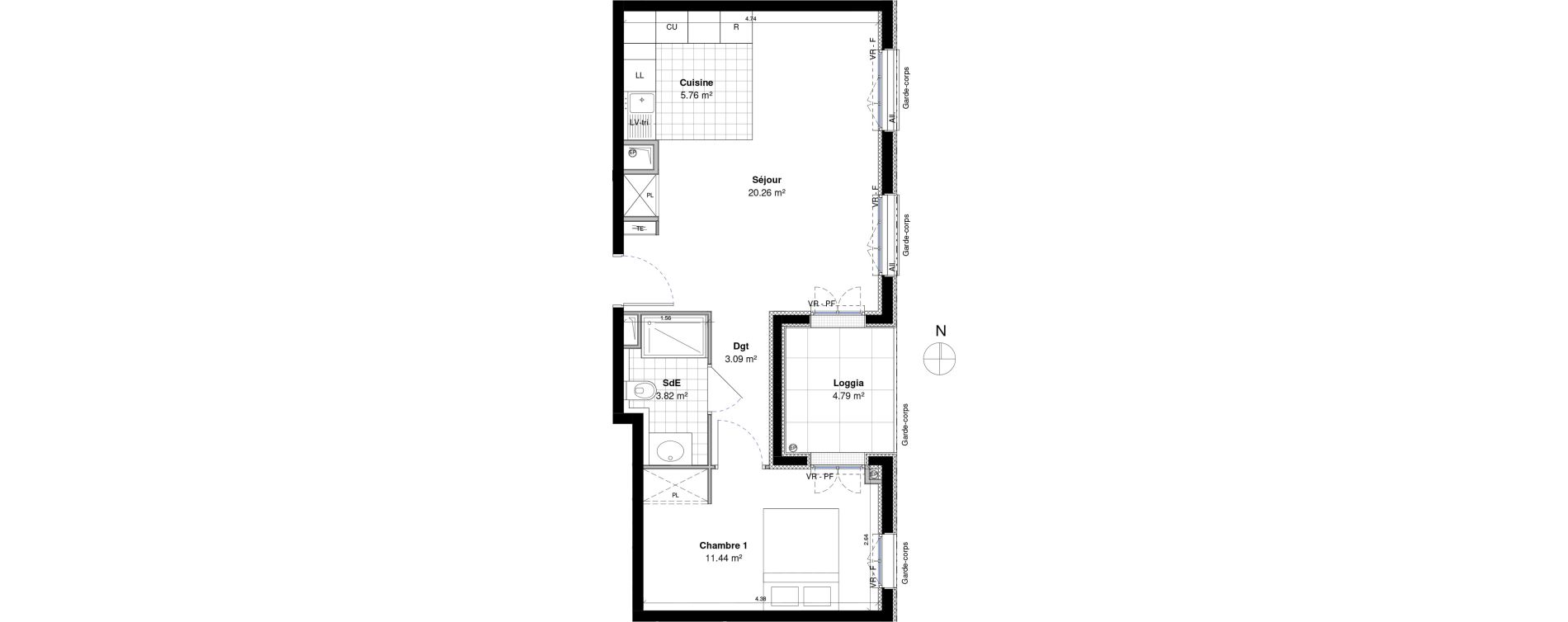 Appartement T2 de 44,36 m2 &agrave; Ormesson-Sur-Marne Centre