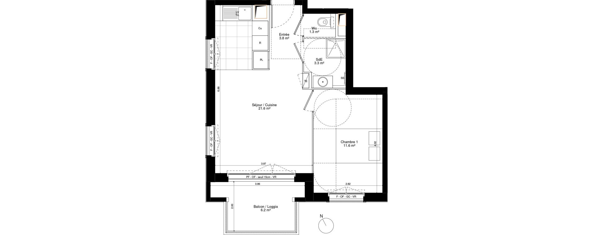 Appartement T2 de 41,50 m2 &agrave; Ormesson-Sur-Marne Les cantoux