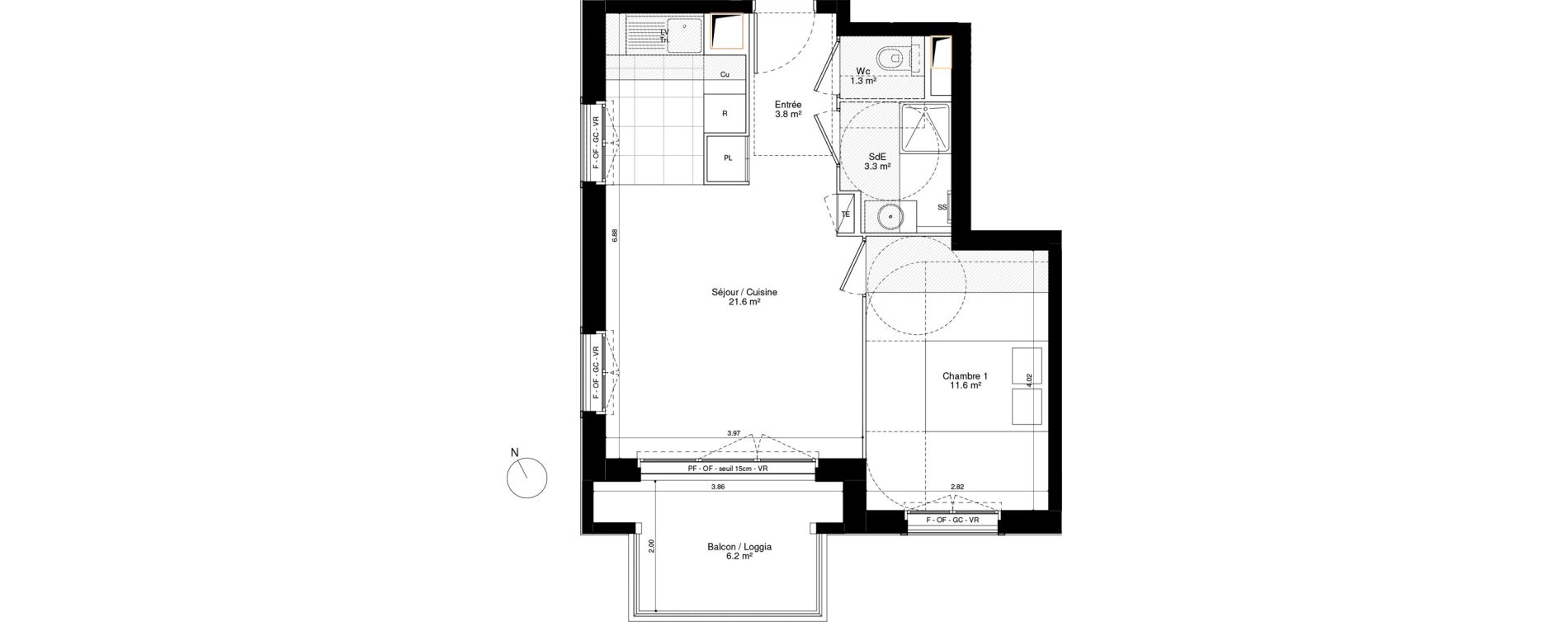Appartement T2 de 41,50 m2 &agrave; Ormesson-Sur-Marne Les cantoux