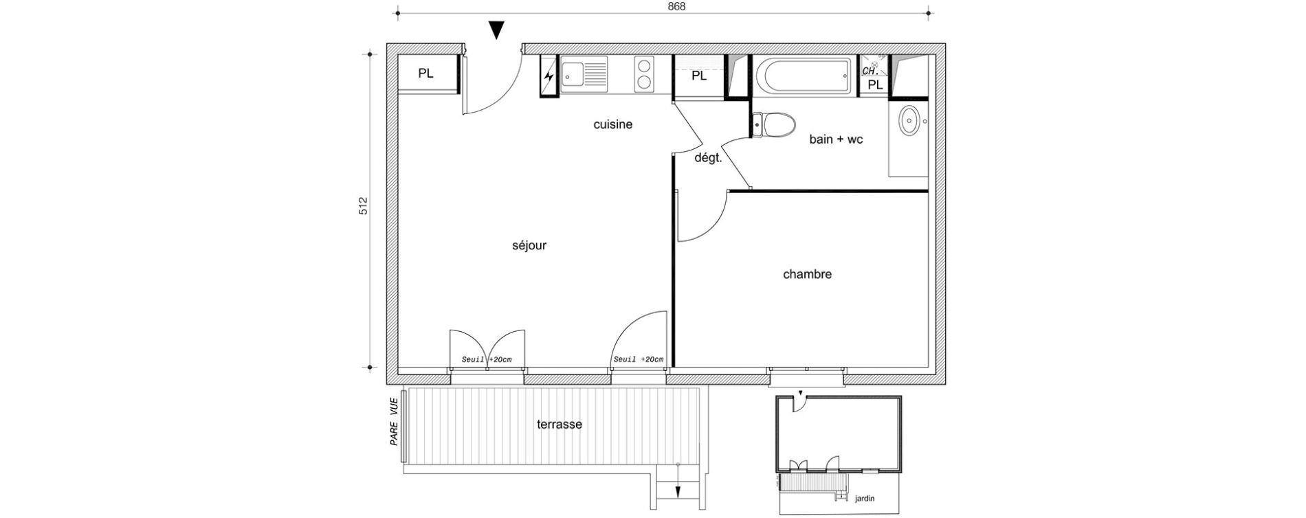 Appartement T2 de 42,75 m2 &agrave; P&eacute;rigny Perigny sur yerres