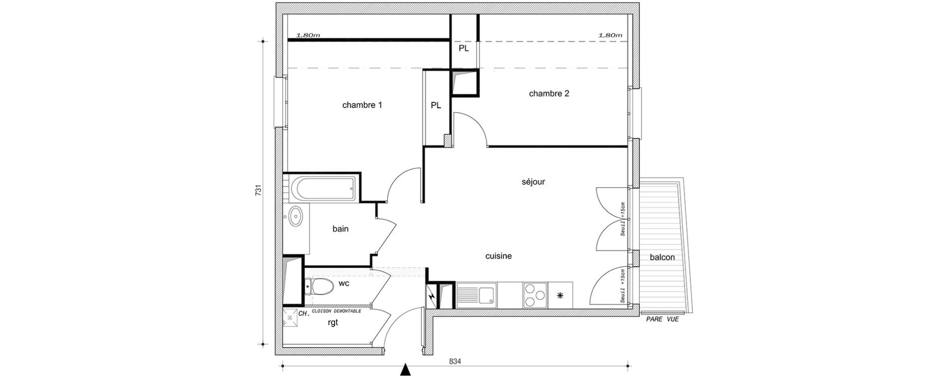 Appartement T3 de 53,75 m2 &agrave; P&eacute;rigny Perigny sur yerres