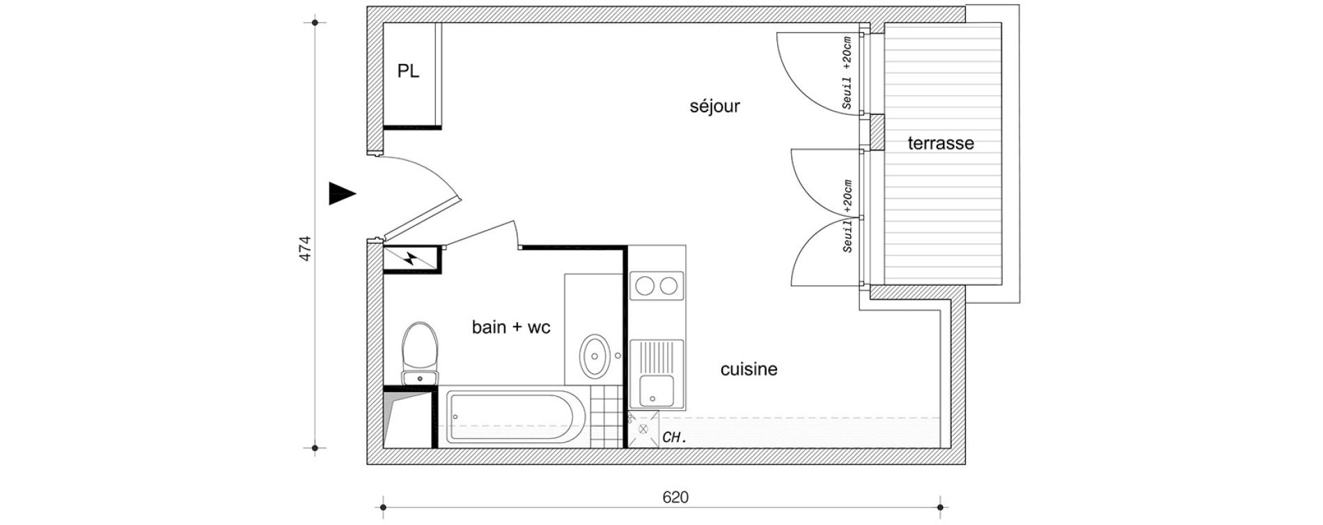 Appartement T1 de 25,60 m2 &agrave; P&eacute;rigny Perigny sur yerres