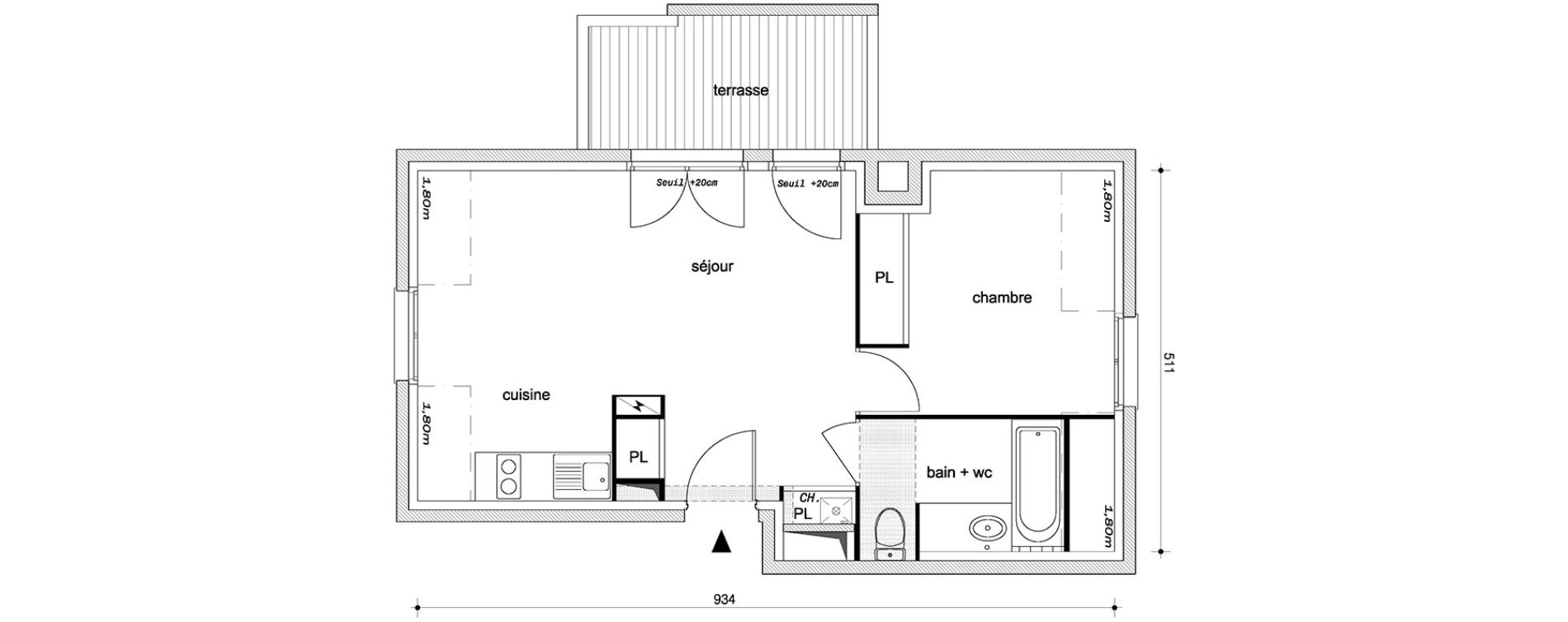 Appartement T2 de 41,30 m2 &agrave; P&eacute;rigny Perigny sur yerres