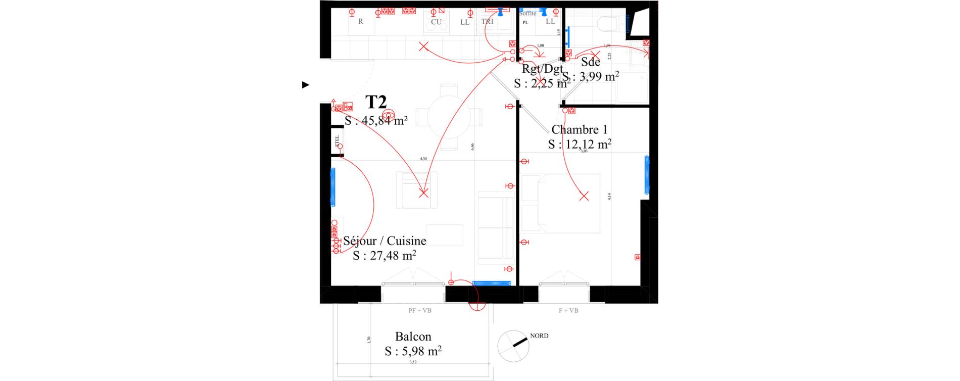 Appartement T2 de 45,84 m2 &agrave; Rungis Montjean