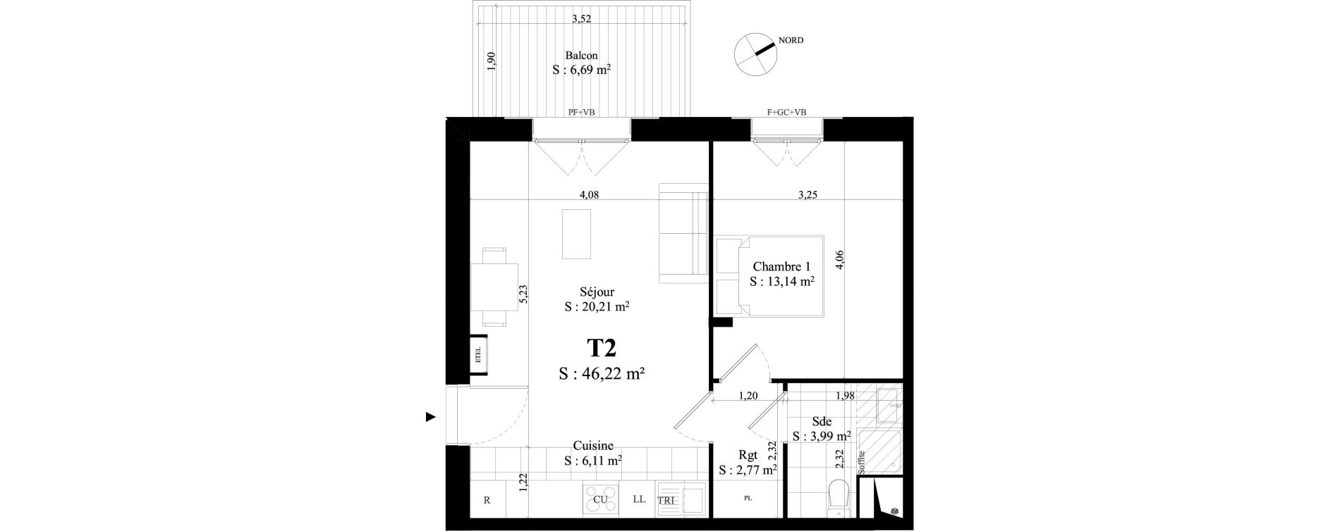 Appartement T2 de 46,22 m2 &agrave; Rungis Montjean