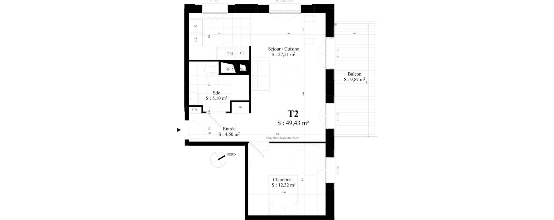 Appartement T2 de 49,43 m2 &agrave; Rungis Montjean