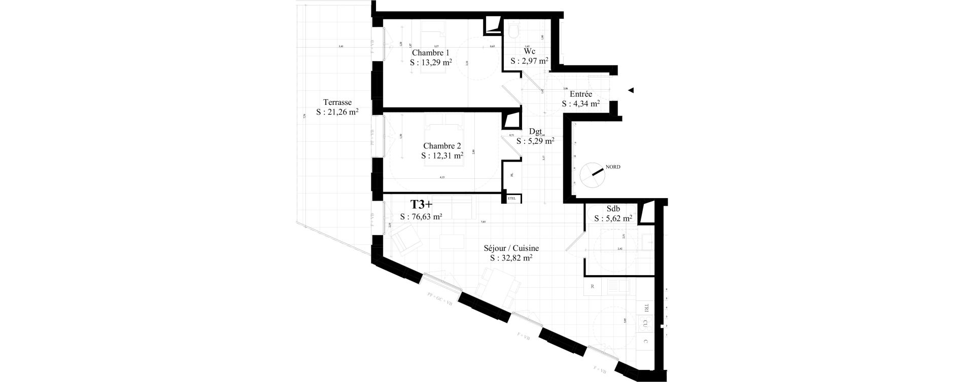 Appartement T3 de 76,64 m2 &agrave; Rungis Montjean