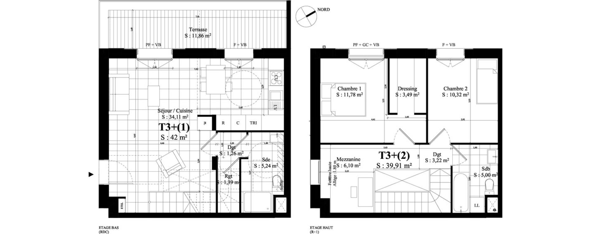 Duplex T3 de 81,91 m2 &agrave; Rungis Montjean