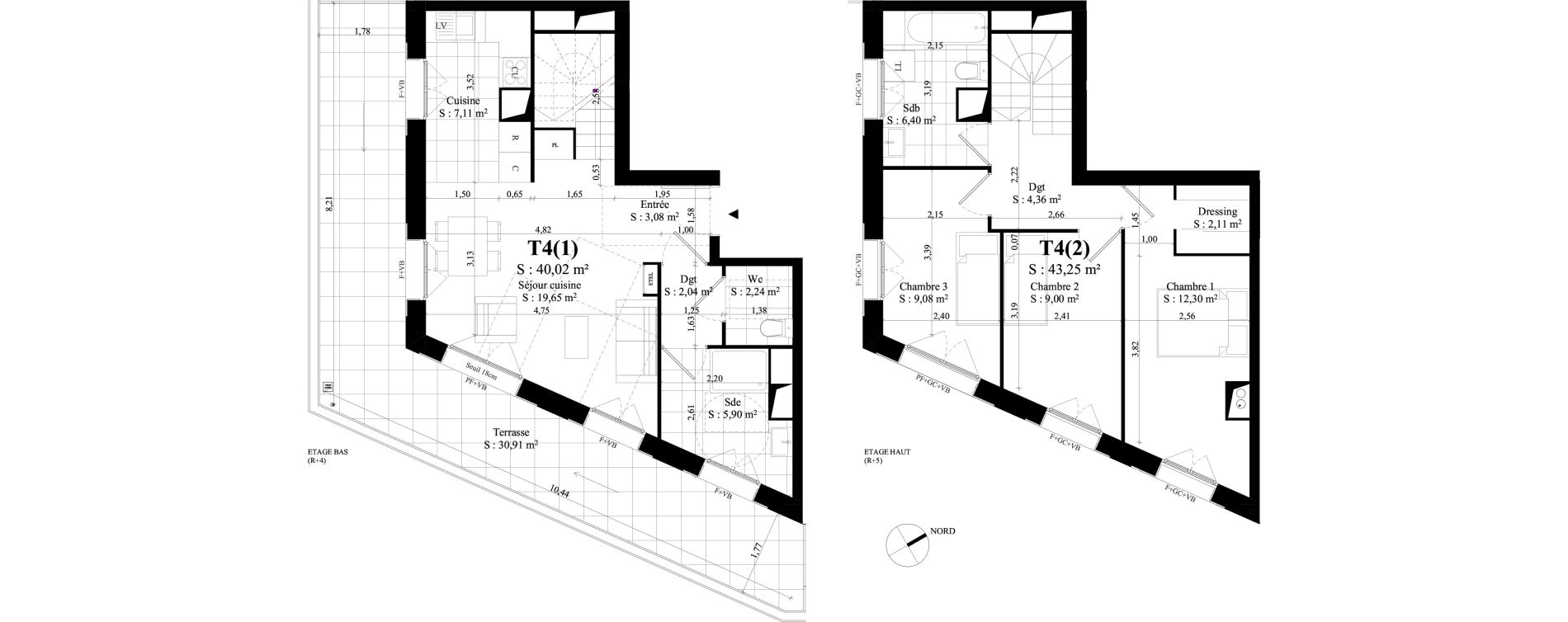 Duplex T4 de 83,27 m2 &agrave; Rungis Montjean