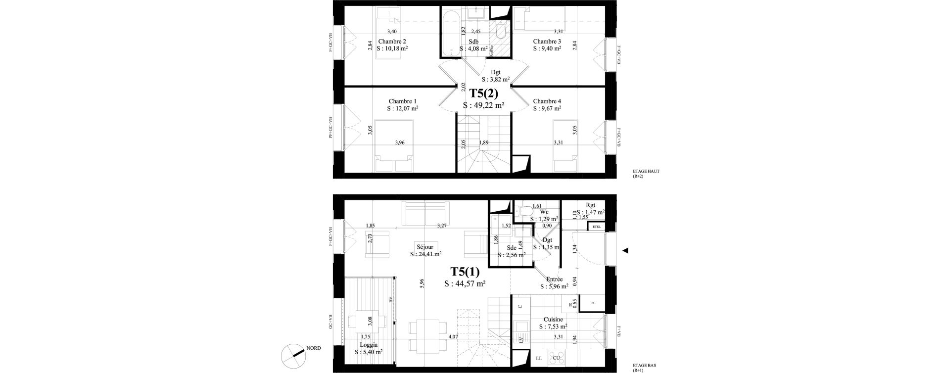 Duplex T5 de 93,79 m2 &agrave; Rungis Montjean