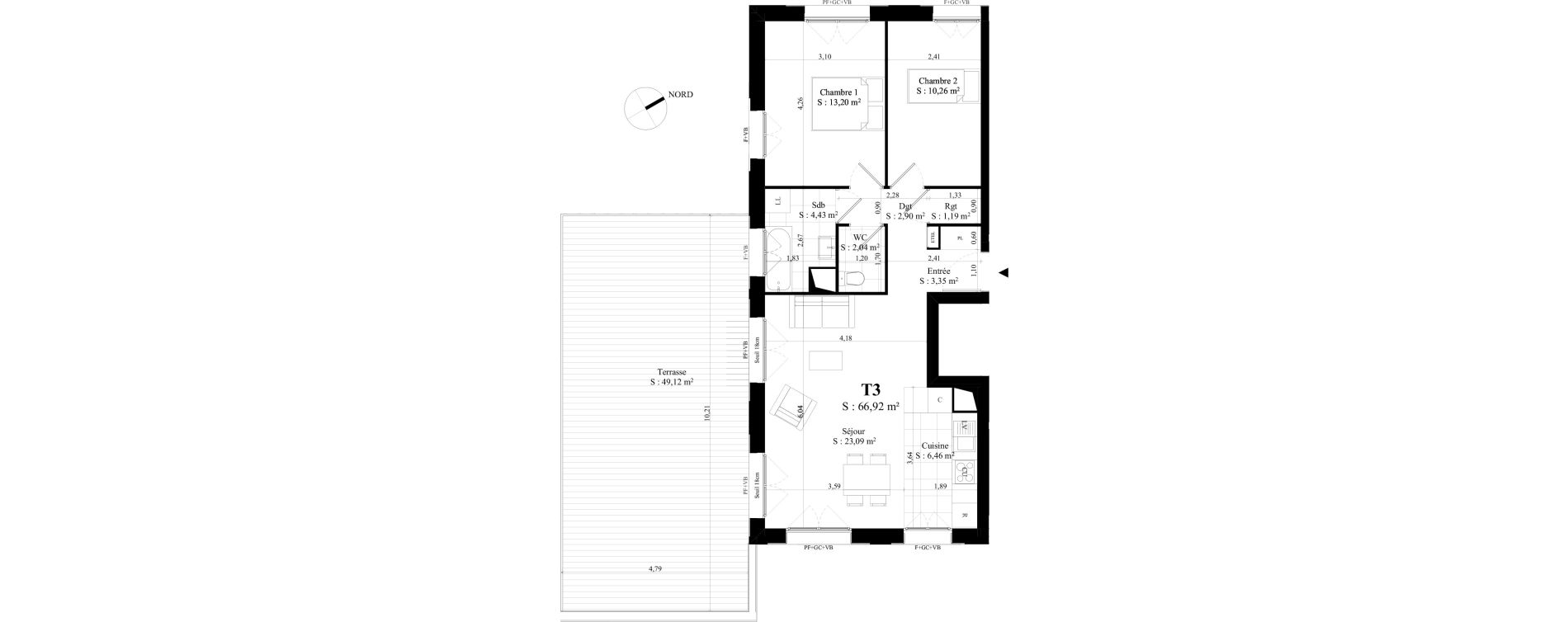 Appartement T3 de 66,92 m2 &agrave; Rungis Montjean