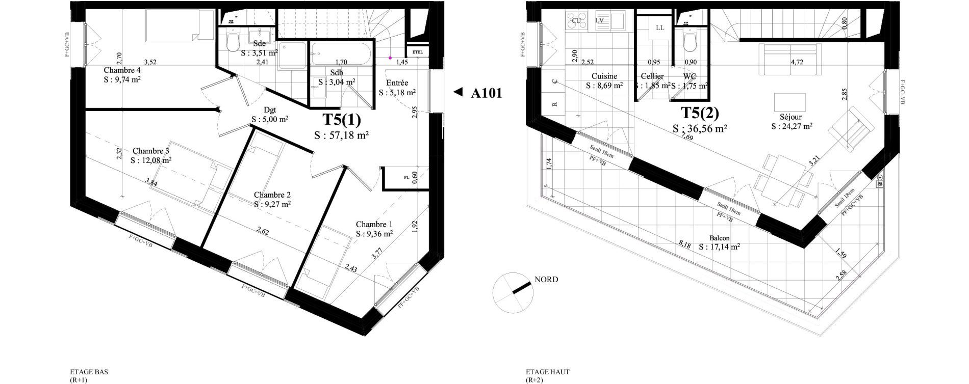 Appartement T5 de 93,74 m2 &agrave; Rungis Montjean