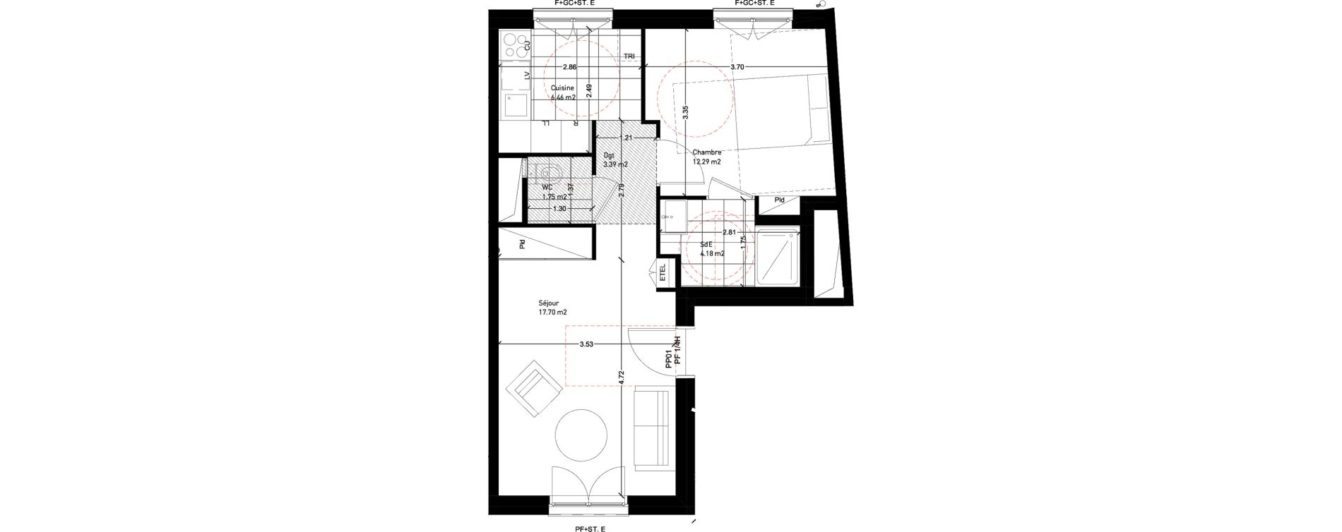 Appartement T2 de 45,77 m2 &agrave; Rungis Montjean