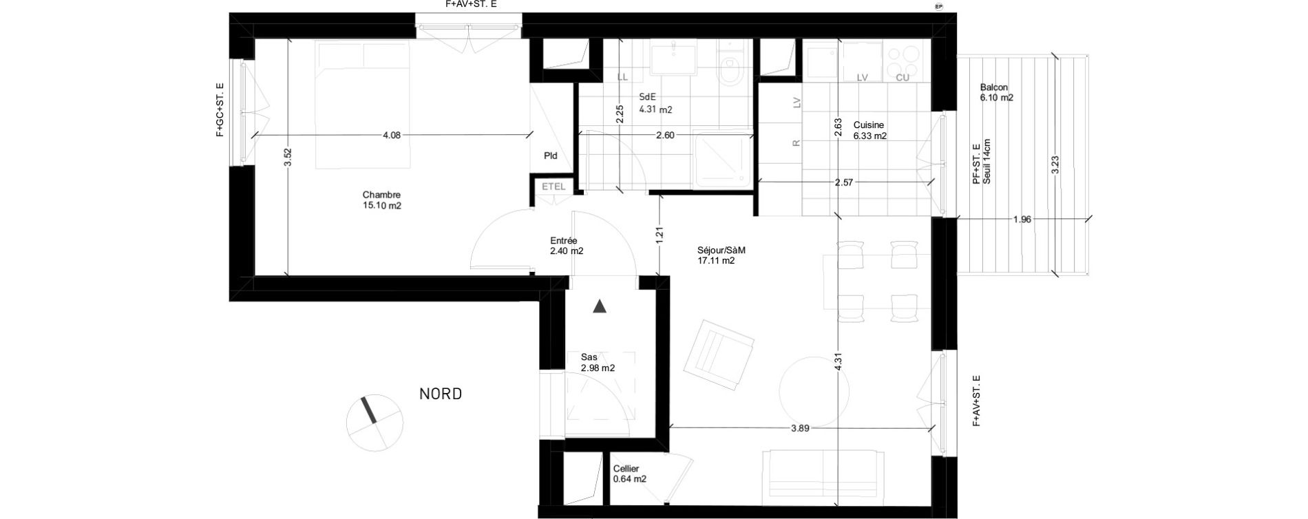 Appartement T2 de 52,55 m2 &agrave; Rungis Montjean