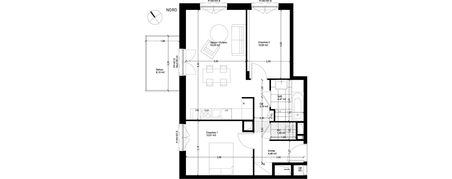 Appartement T3 de 59,14 m2 &agrave; Rungis Montjean