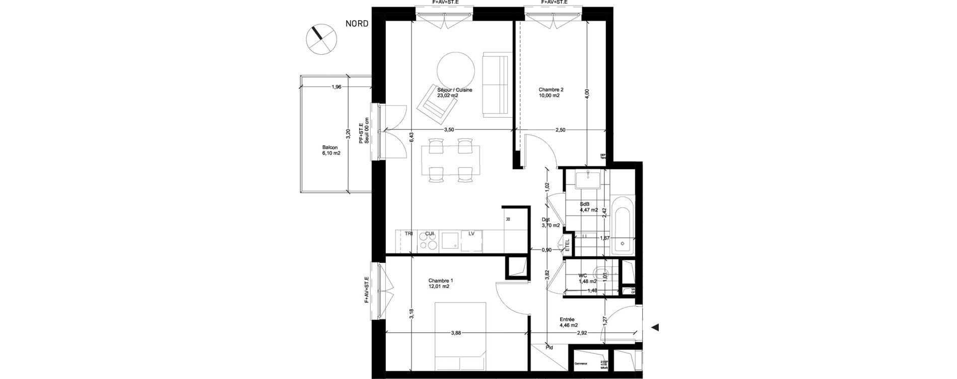 Appartement T3 de 59,14 m2 &agrave; Rungis Montjean