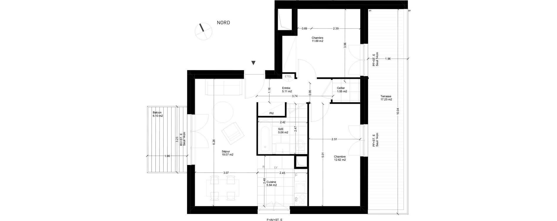 Appartement T3 de 60,74 m2 &agrave; Rungis Montjean