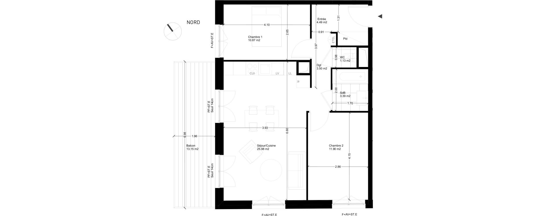 Appartement T3 de 61,26 m2 &agrave; Rungis Montjean